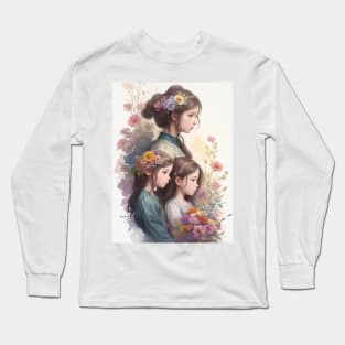 Sisters with flowers Long Sleeve T-Shirt